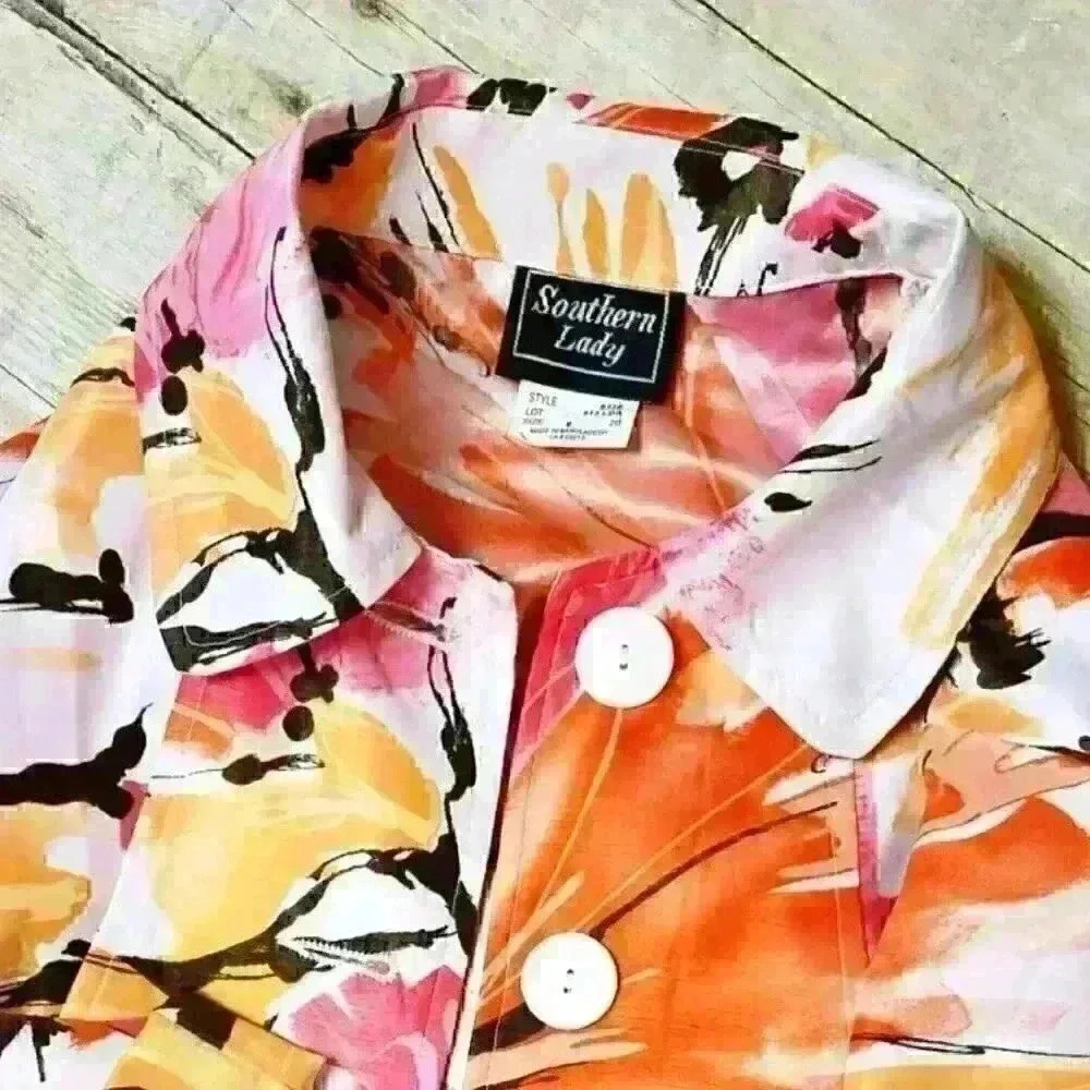SOUTHERN LADY Womans Fabric Jacket Top MULTI COLOR Lightweight Coat Shirt size 6 - Picture 8 of 8